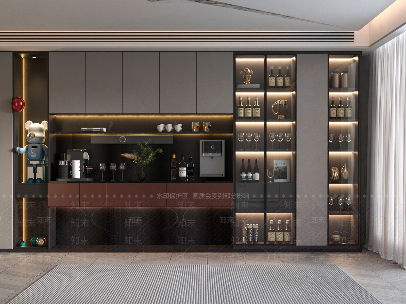 现代意式酒柜3D模型下载【ID:1190276232】
