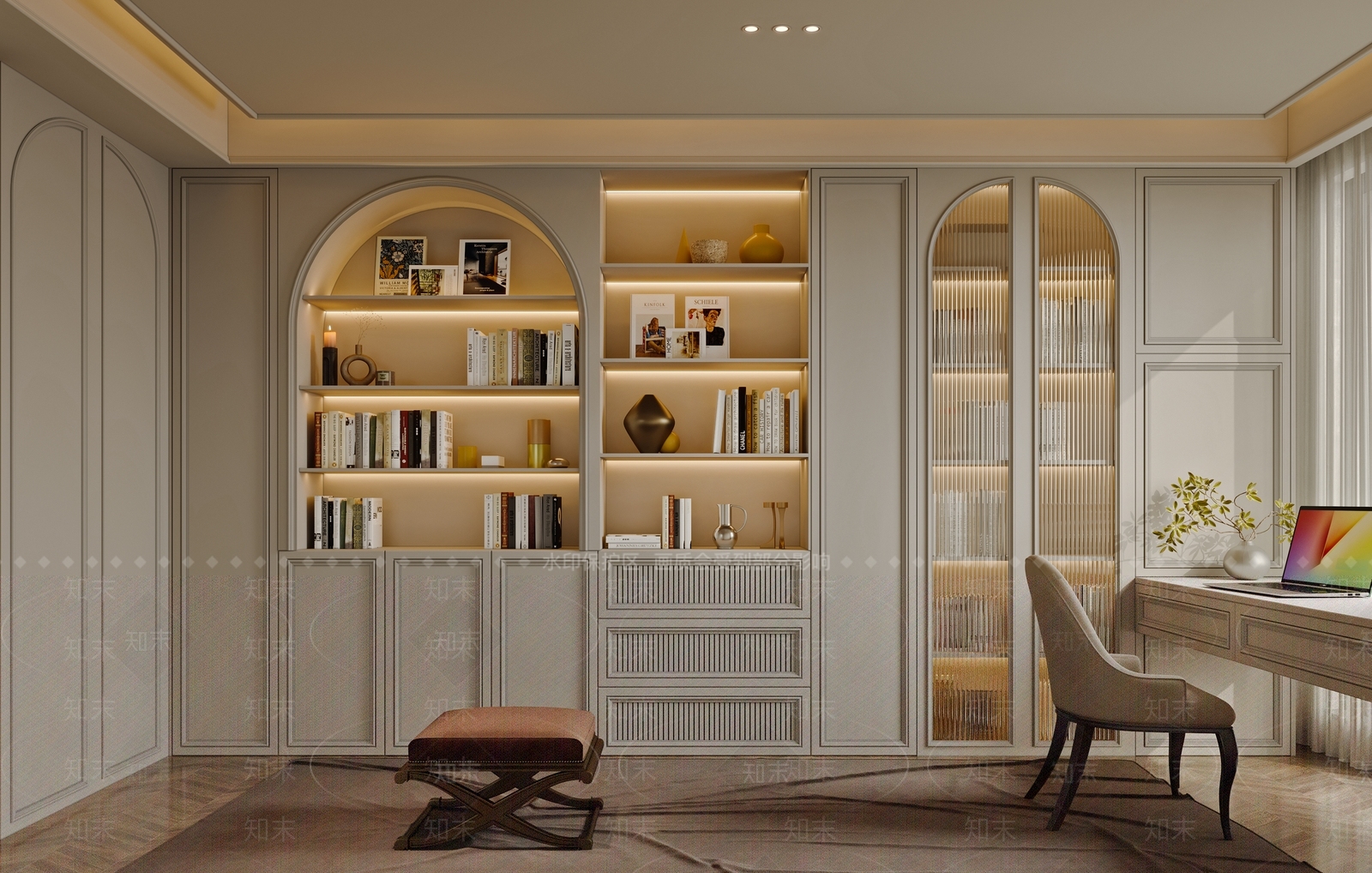 法式美式书房3D模型下载【ID:1190276903】