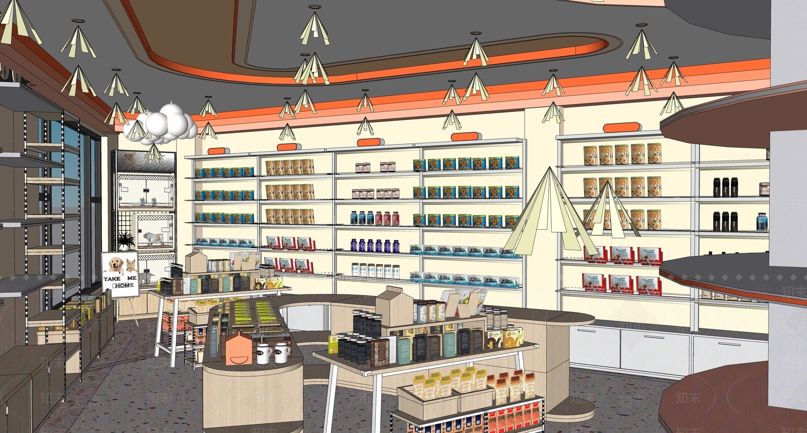 现代简约宠物店SU模型下载【ID:1190279230】