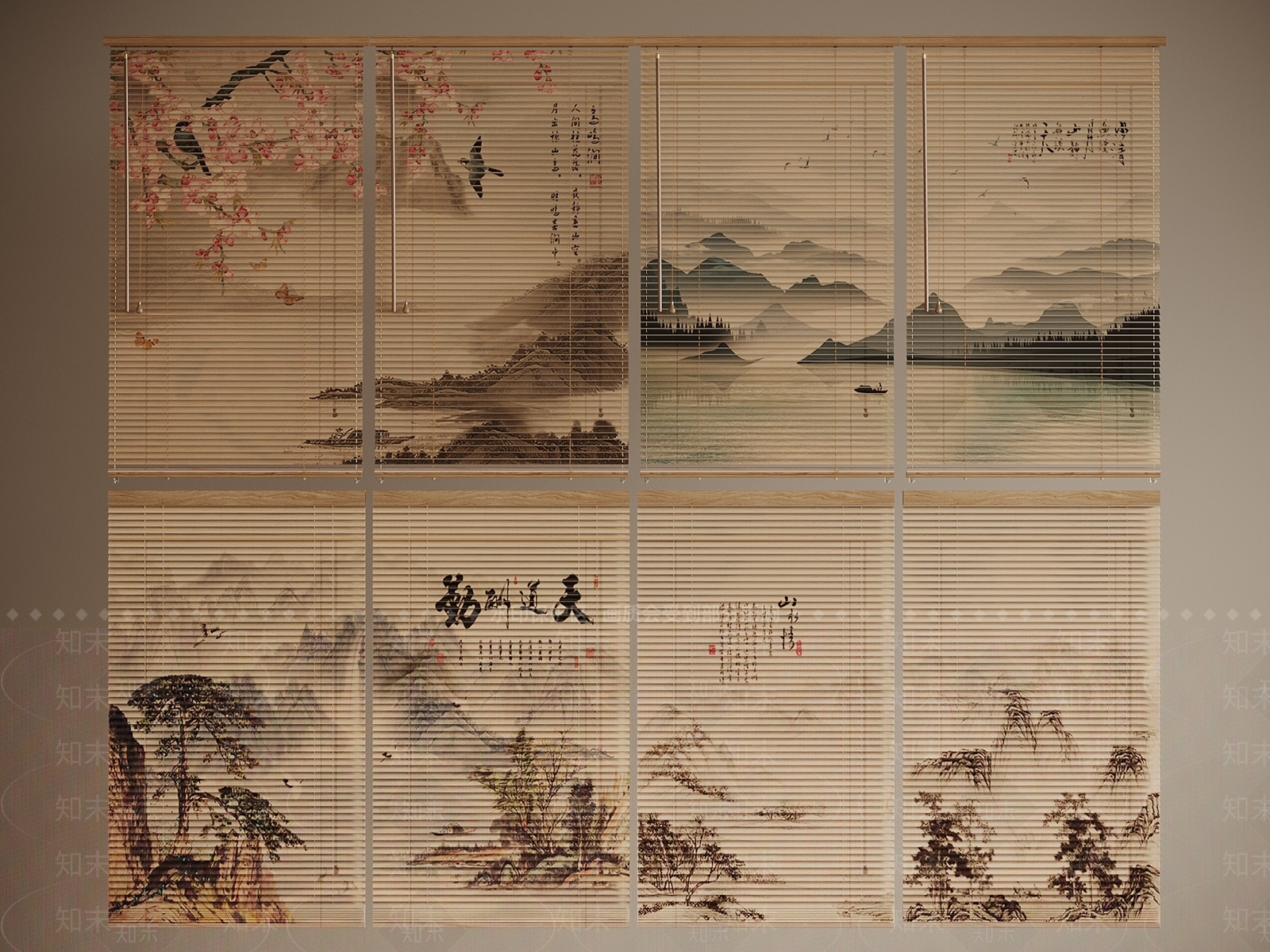 中古中式窗帘SU模型下载【ID:1190279141】