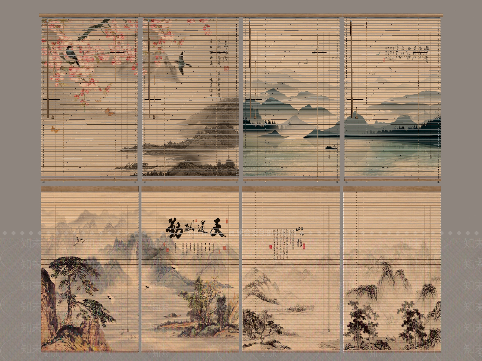 中古中式窗帘SU模型下载【ID:1190279141】