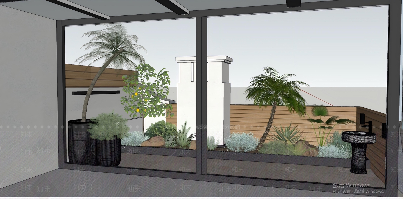 现代简约屋顶花园SU模型下载【ID:1190354120】