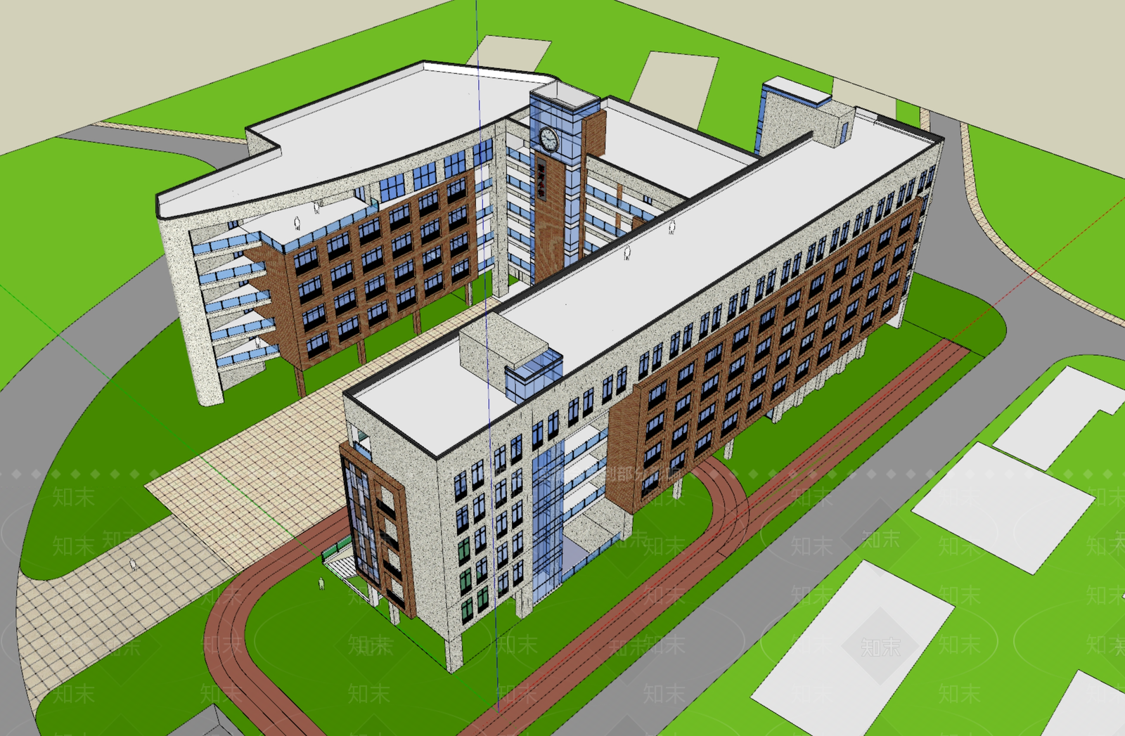 现代学校建筑SU模型下载【ID:1190287948】