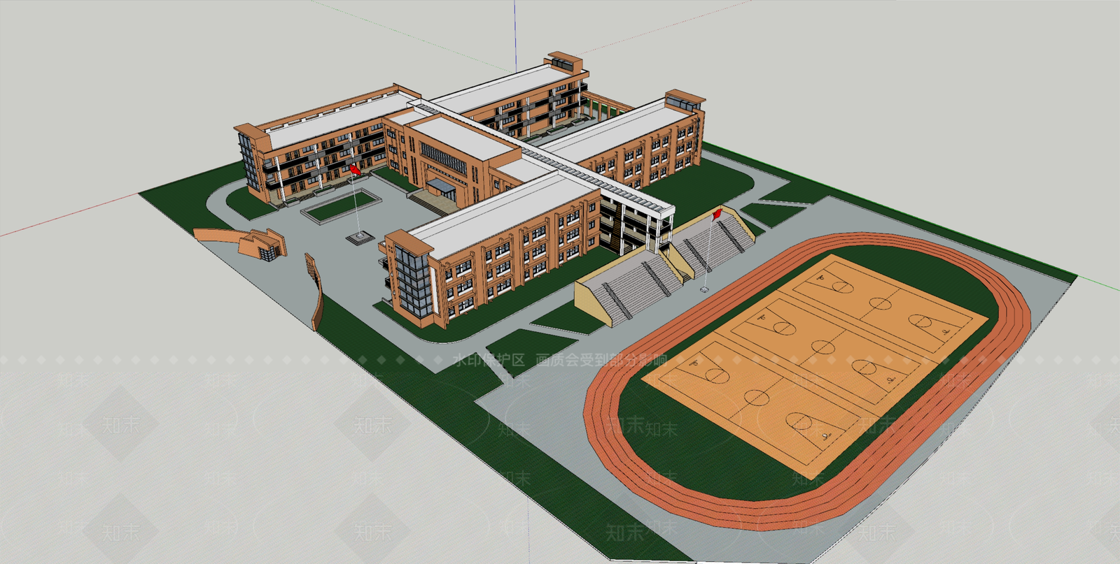 现代学校建筑SU模型下载【ID:1190288374】
