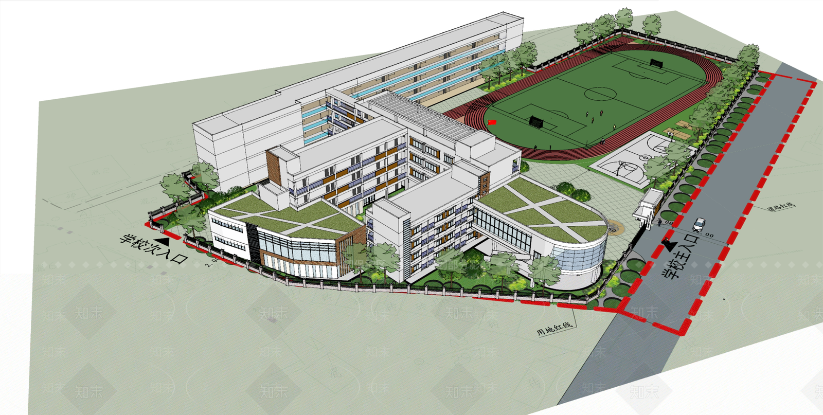 现代学校建筑SU模型下载【ID:1190290520】