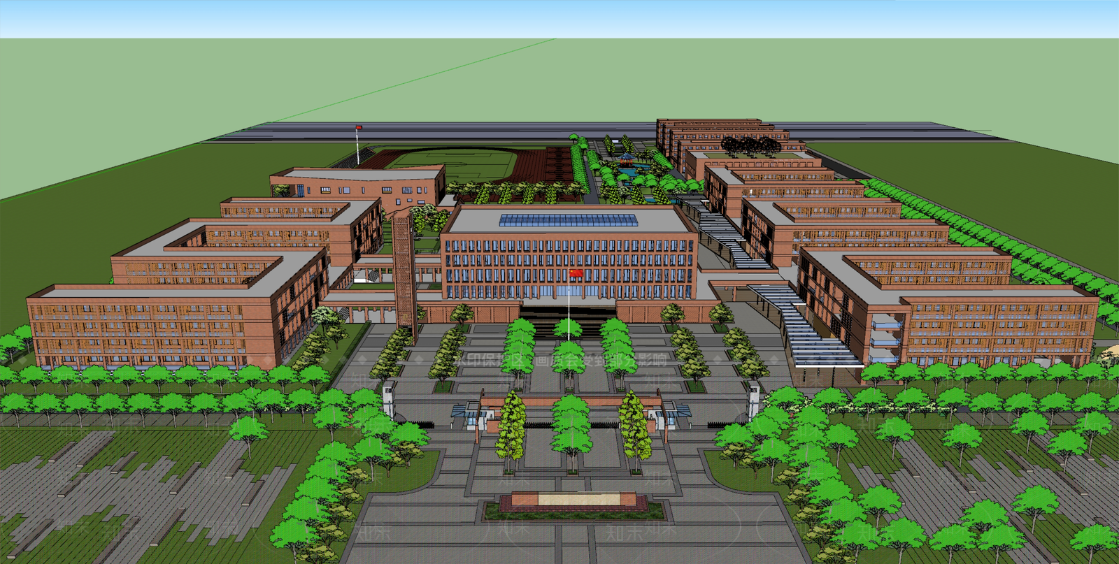 现代学校建筑SU模型下载【ID:1190291457】