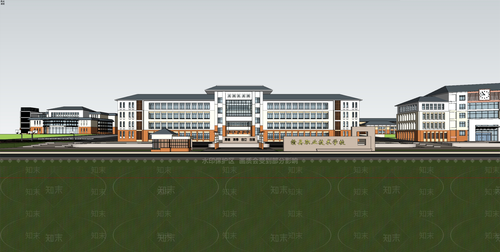 现代学校建筑SU模型下载【ID:1190292575】