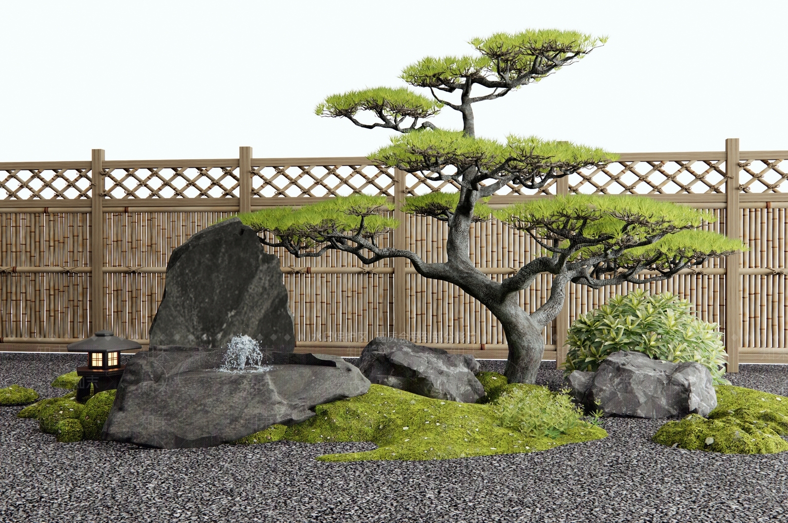 新中式日式水景SU模型下载【ID:1190292711】