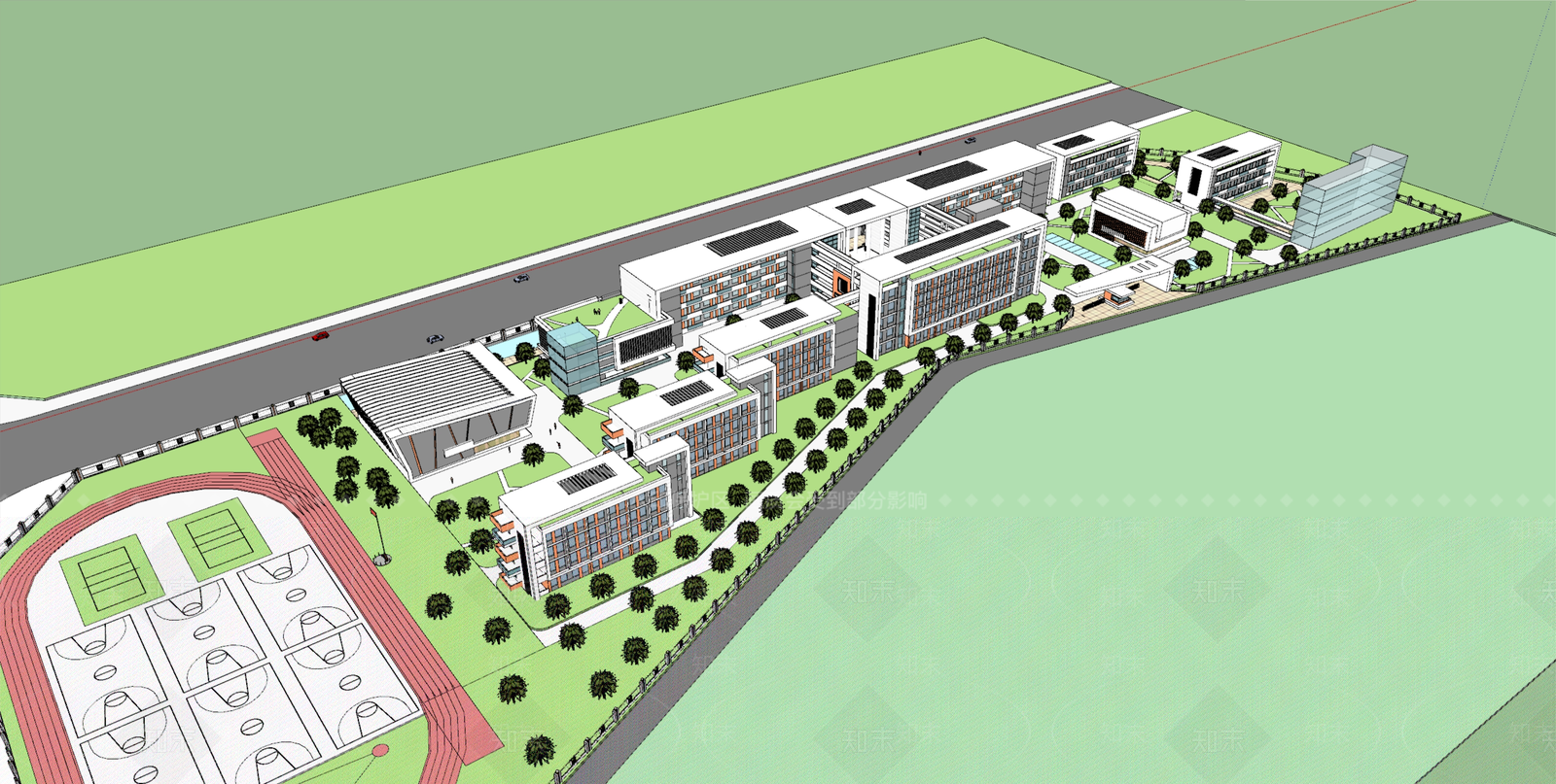 现代学校建筑SU模型下载【ID:1190292979】