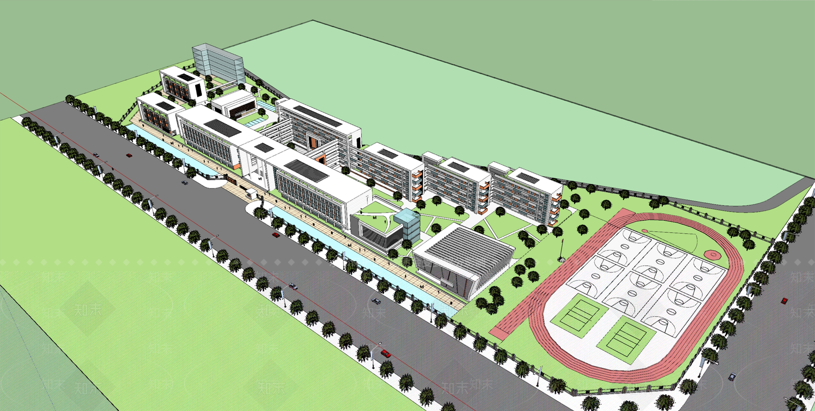 现代学校建筑SU模型下载【ID:1190292979】