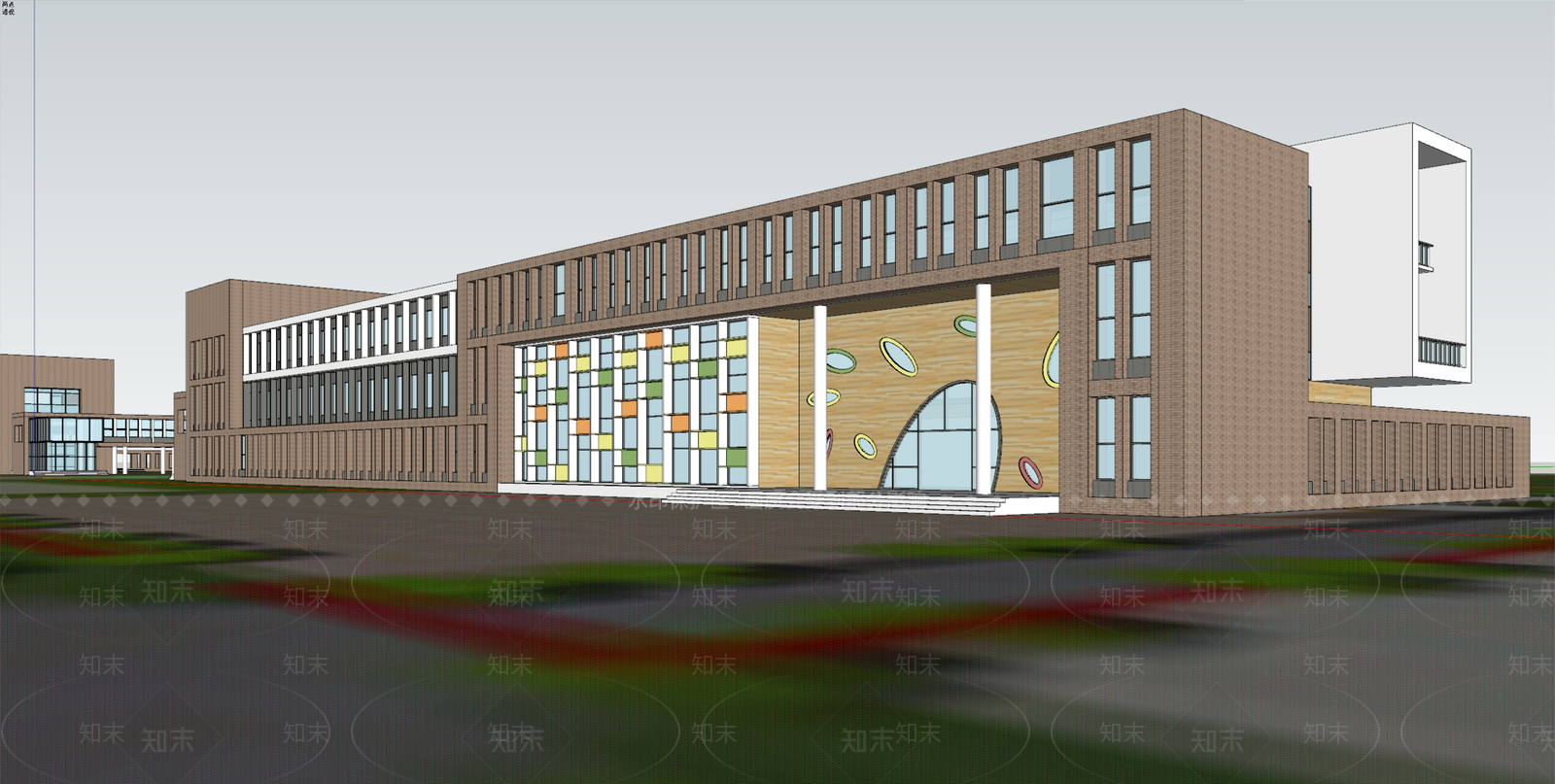 现代学校建筑SU模型下载【ID:1190294000】