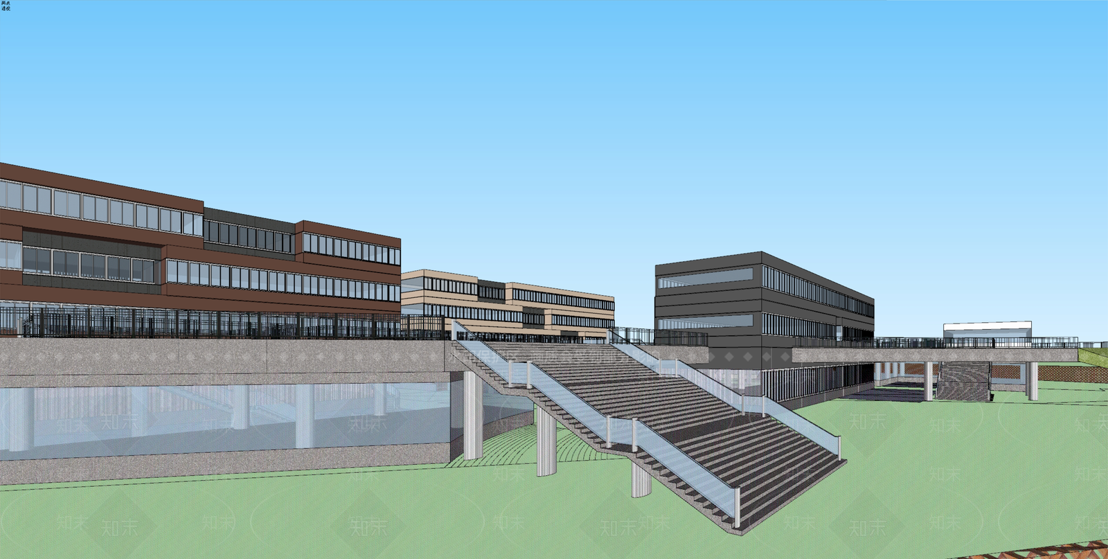 现代学校建筑SU模型下载【ID:1190294275】
