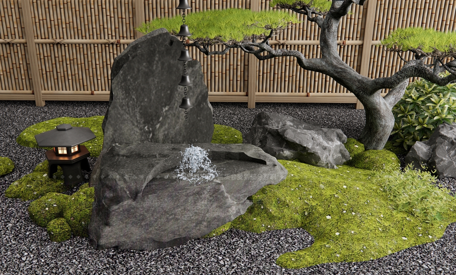 日式新中式石头3D模型下载【ID:1190295581】