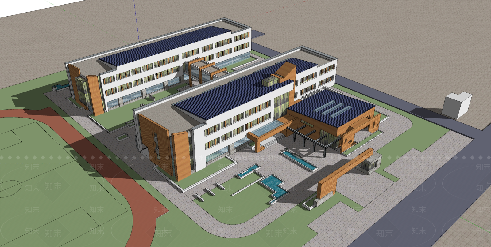 现代学校建筑SU模型下载【ID:1190295595】