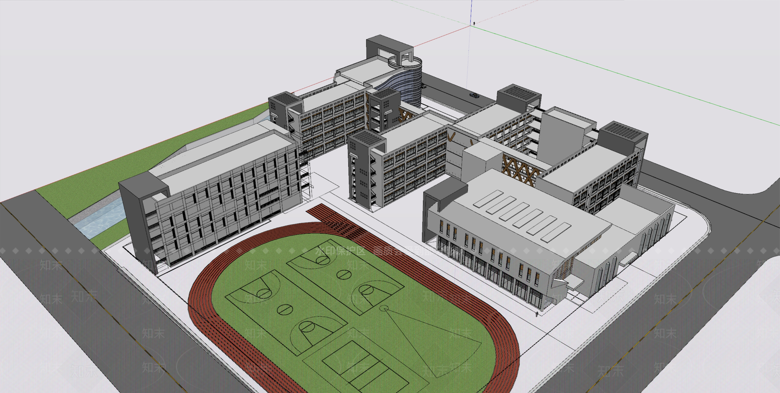 现代学校建筑SU模型下载【ID:1190295926】