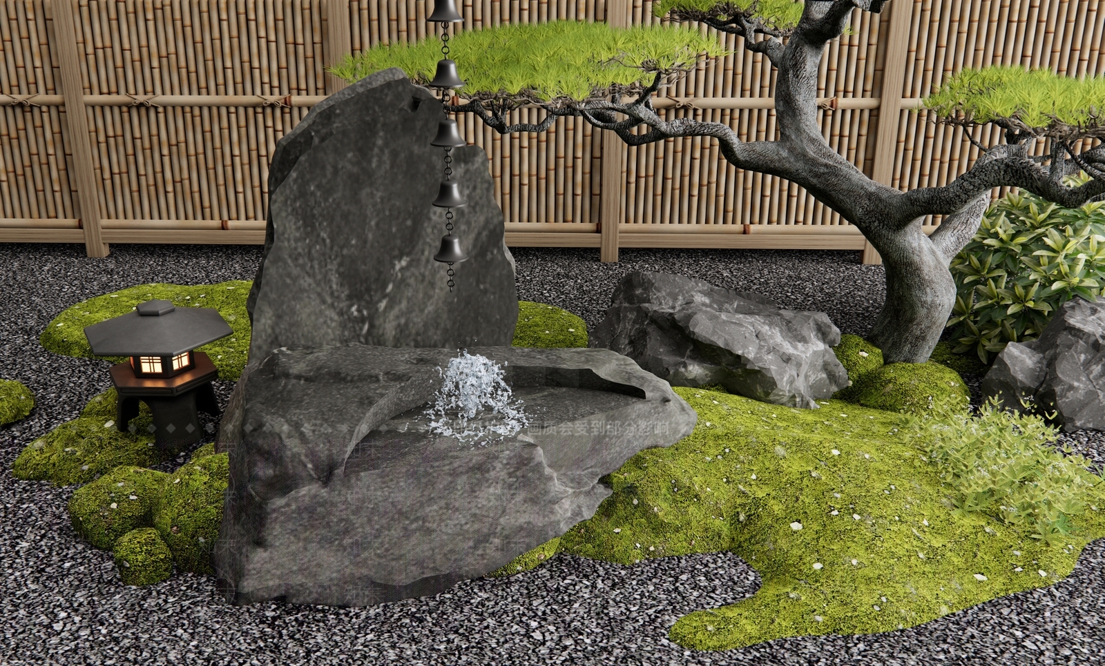 日式新中式水景SU模型下载【ID:1190296587】