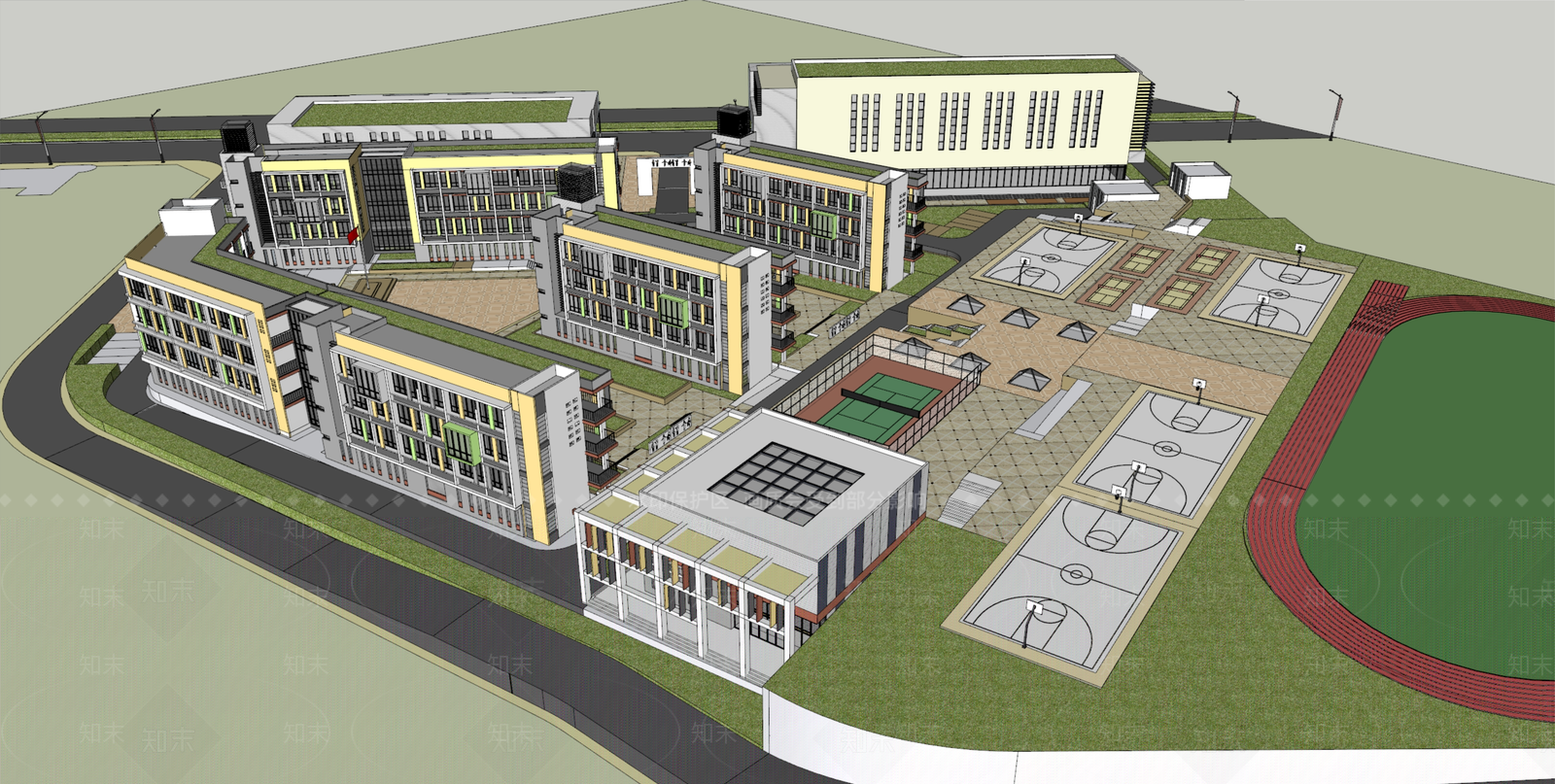 现代学校建筑SU模型下载【ID:1190296747】