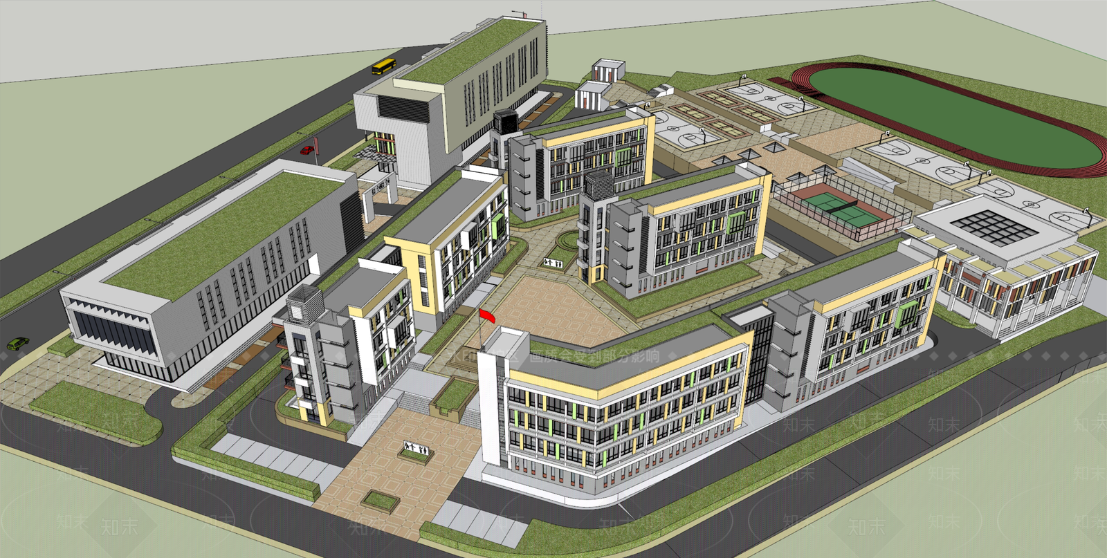 现代学校建筑SU模型下载【ID:1190296747】