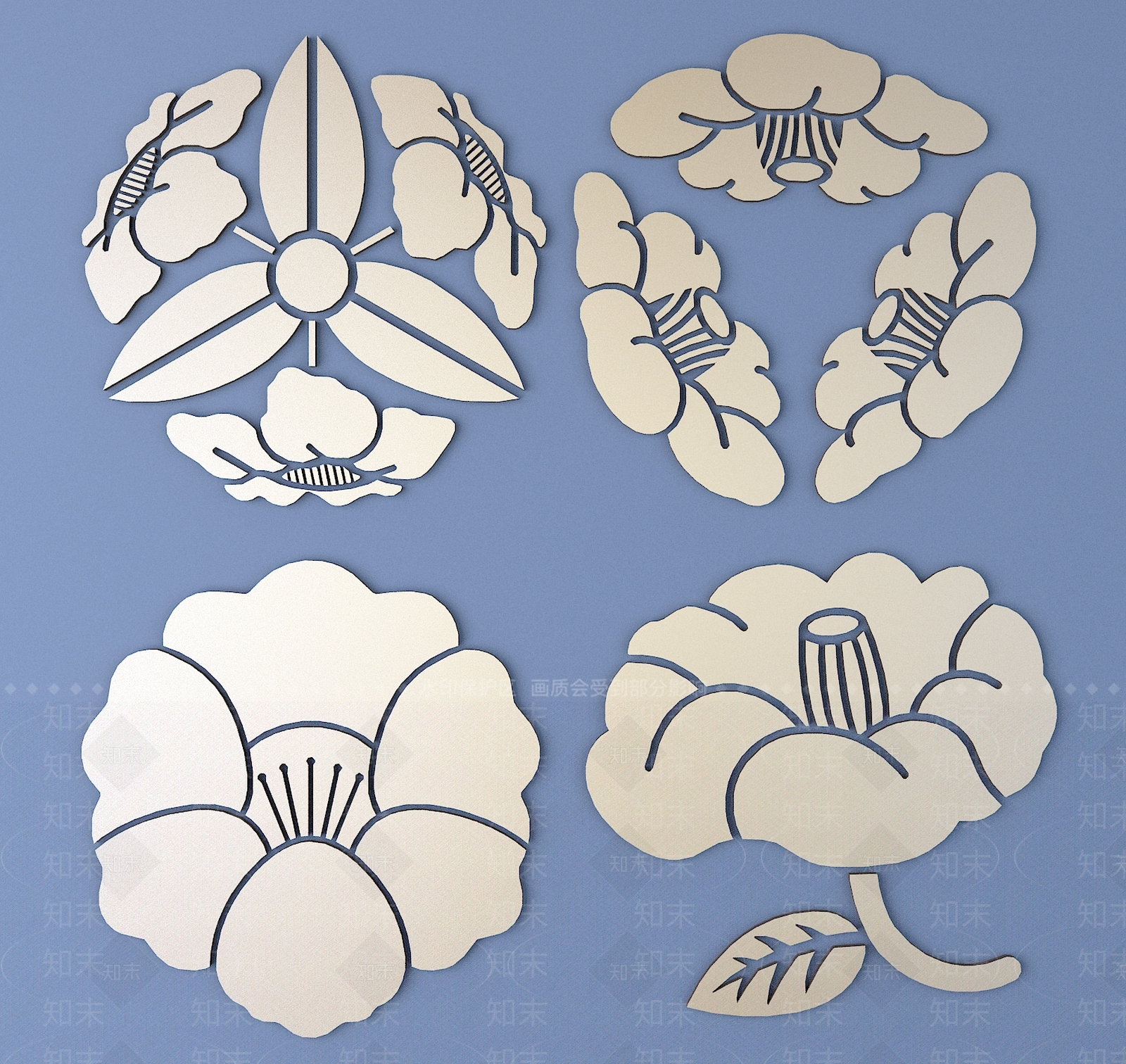 新中式日式雕花3D模型下载【ID:1190297400】