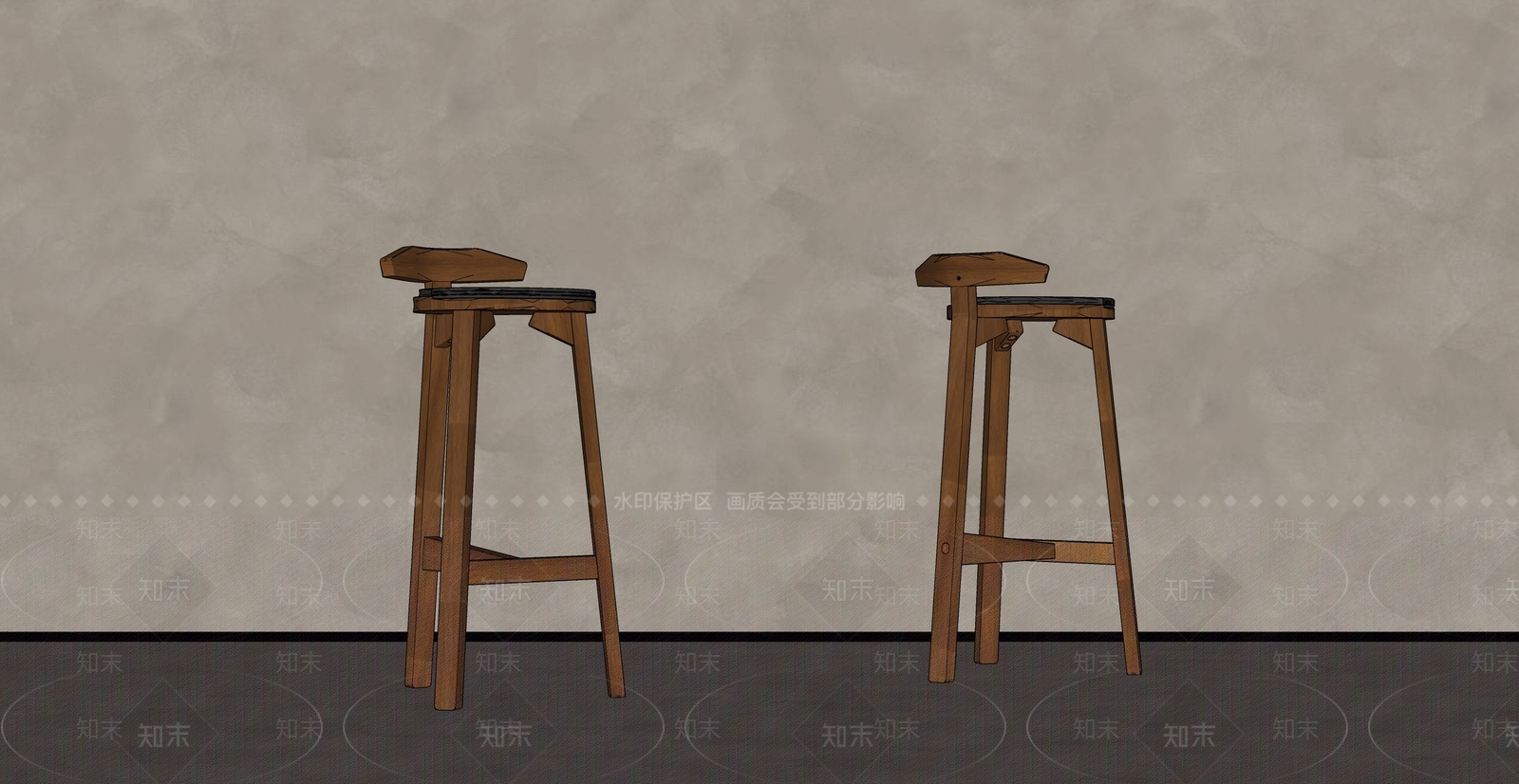 中古侘寂吧椅SU模型下载【ID:1190297613】