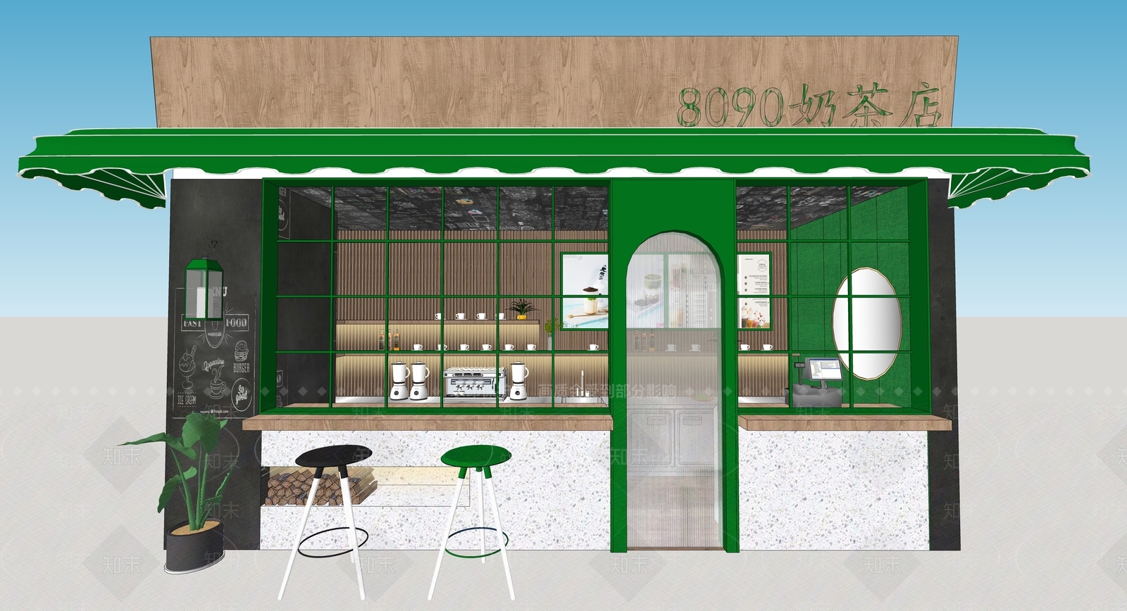 奶油奶茶店SU模型下载【ID:1190298332】