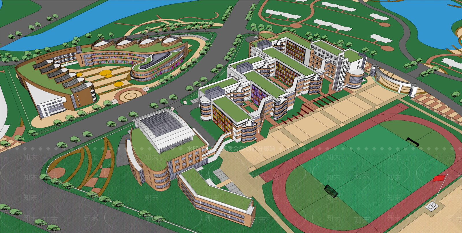 学校建筑SU模型下载【ID:1190298263】