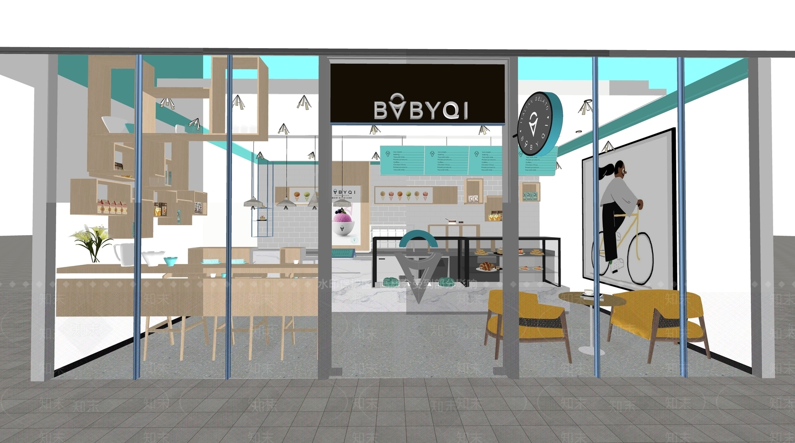 工业奶茶店SU模型下载【ID:1190303361】
