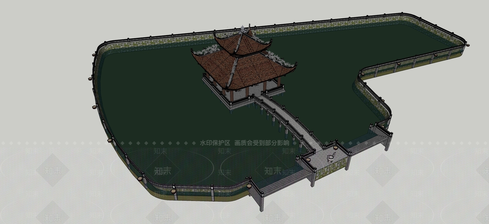 中式新中式古建筑SU模型下载【ID:1190303687】