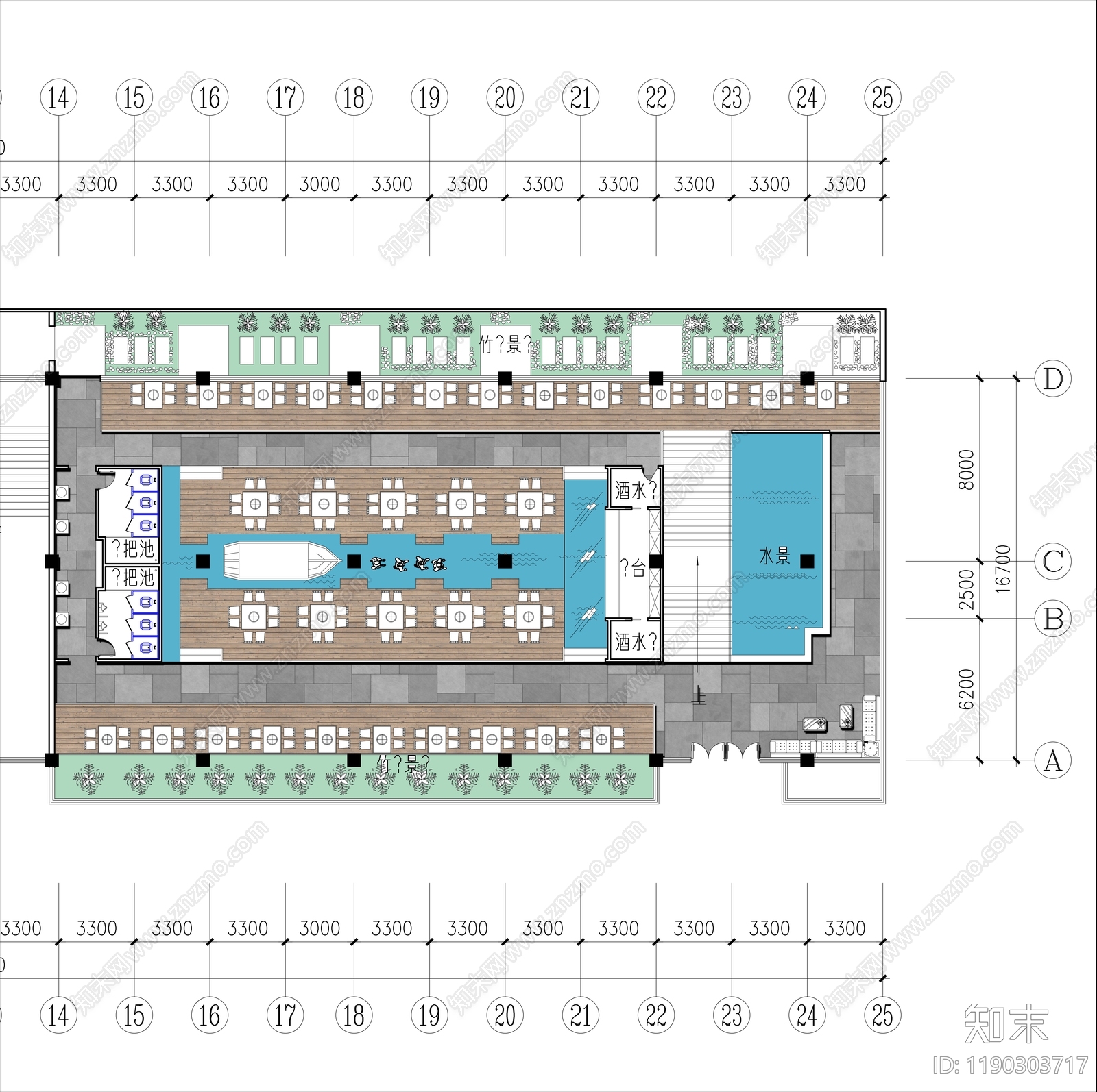 现代新中式中餐厅施工图下载【ID:1190303717】