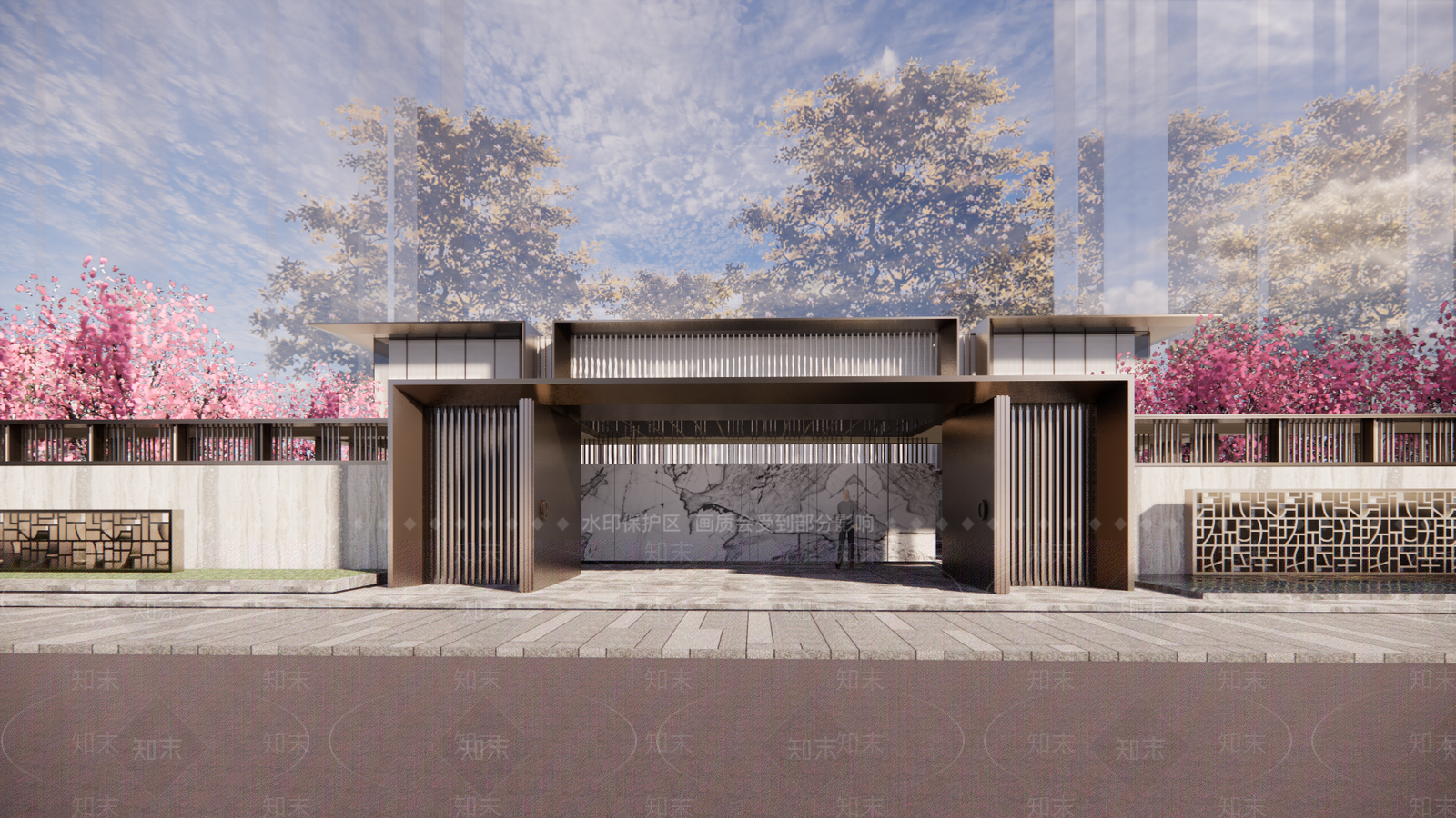 现代售楼处建筑SU模型下载【ID:1190304890】