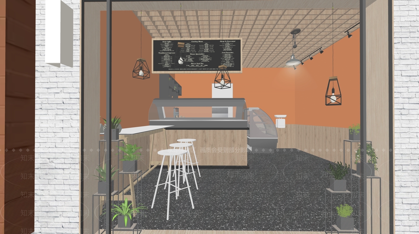 奶油奶茶店SU模型下载【ID:1190305044】