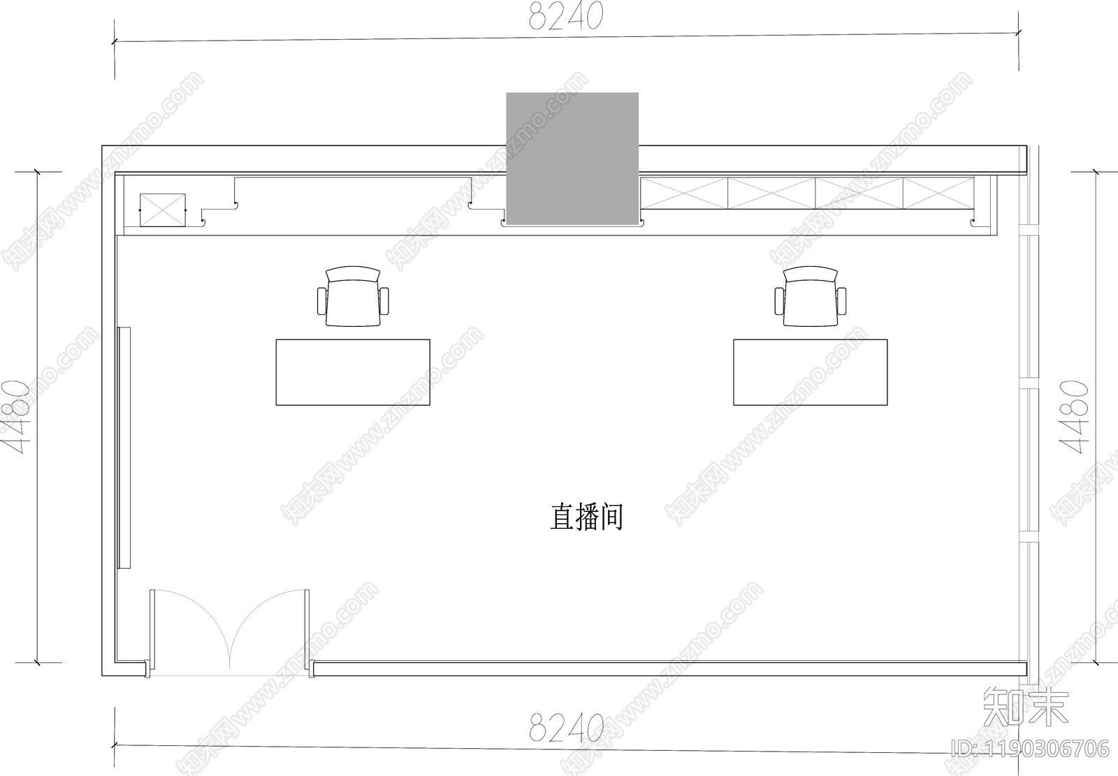 现代直播间cad施工图下载【ID:1190306706】