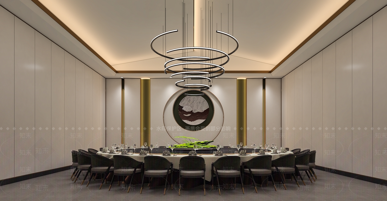 新中式现代包厢3D模型下载【ID:1190306855】