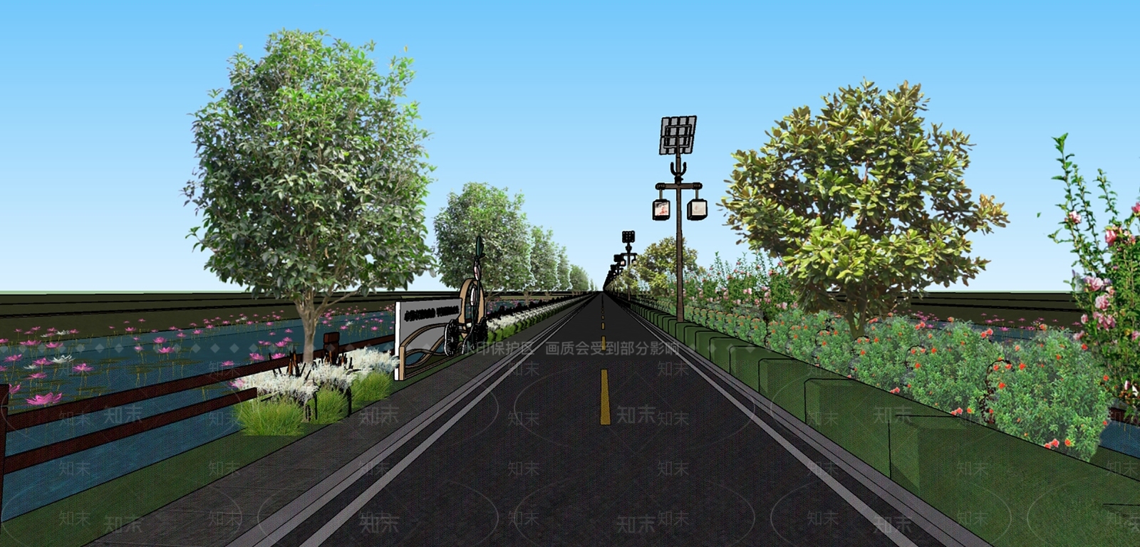 现代滨水景观SU模型下载【ID:1190324167】