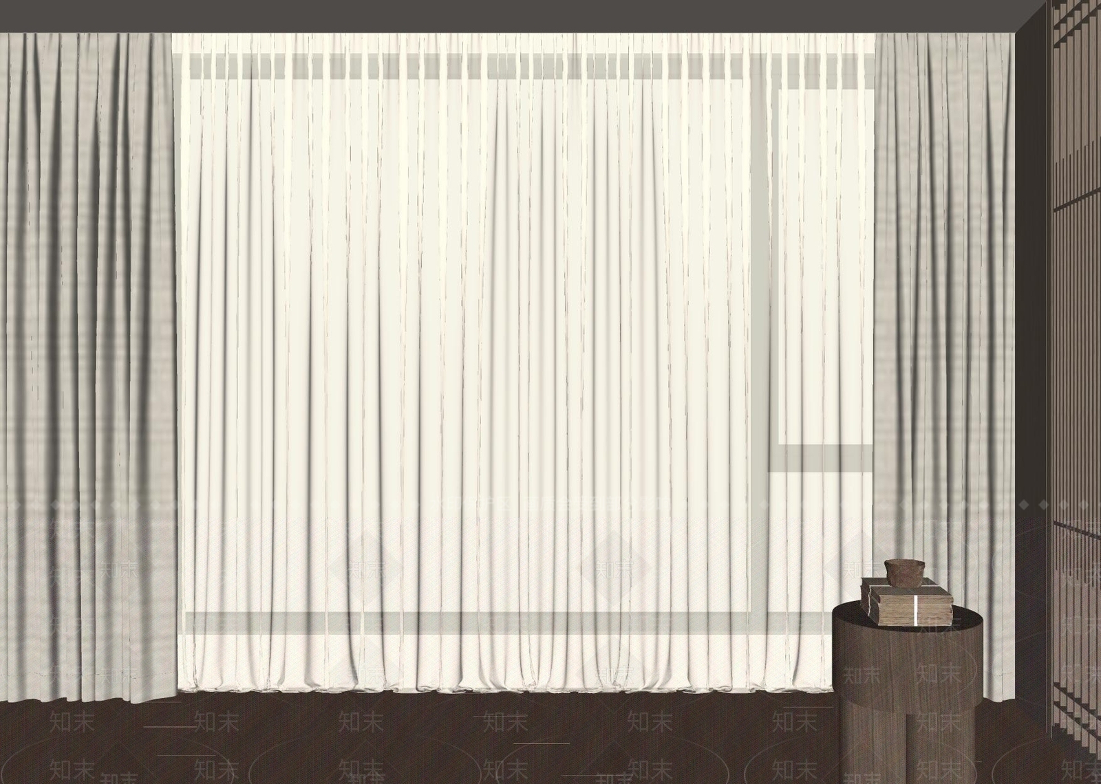 新中式现代窗帘SU模型下载【ID:1190323984】