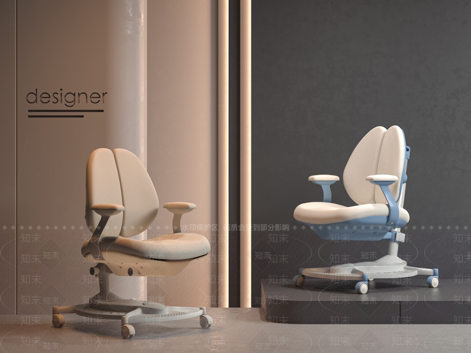 现代奶油儿童椅SU模型下载【ID:1190324395】