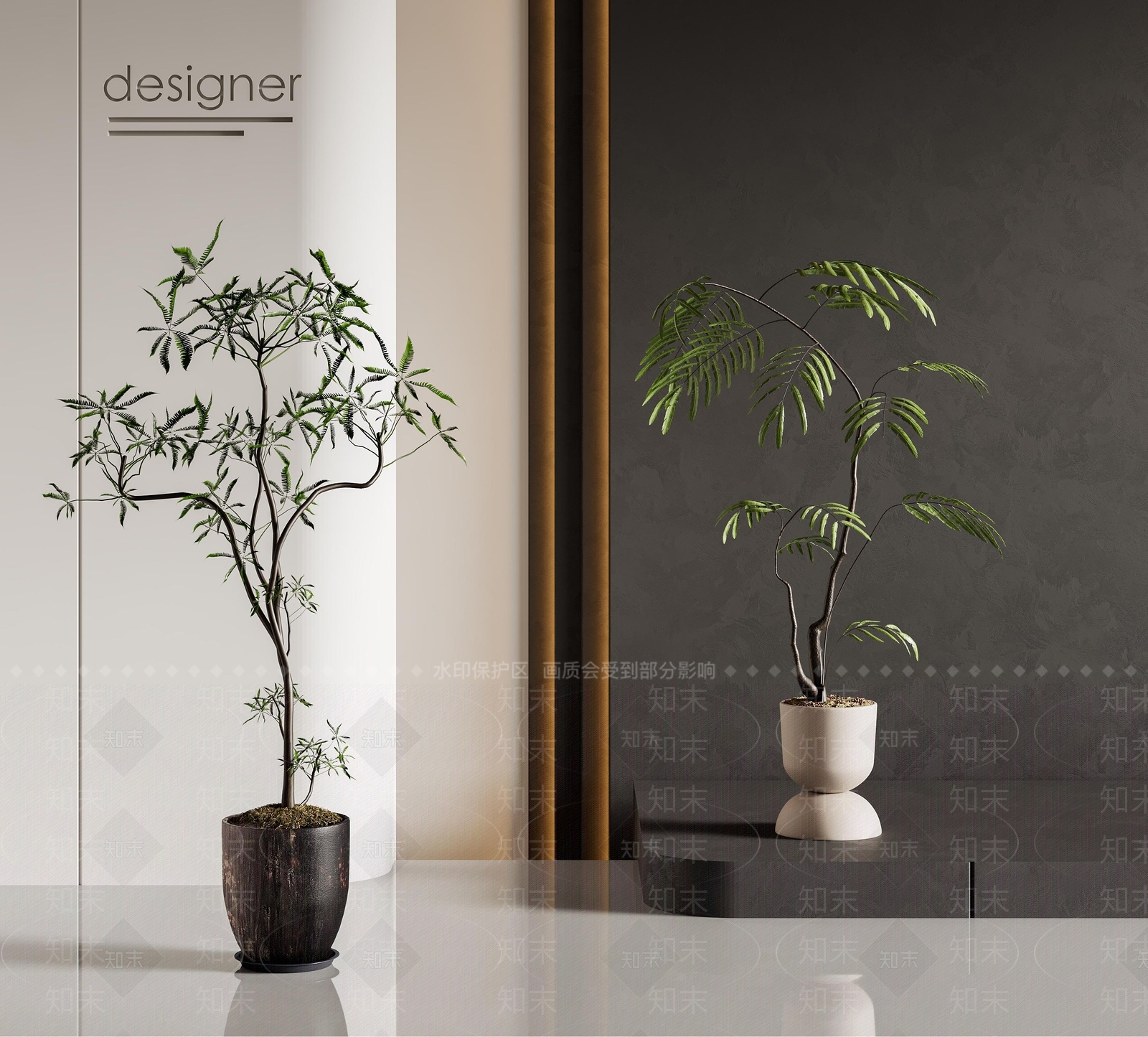 复古中古绿植摆件3D模型下载【ID:1190326061】