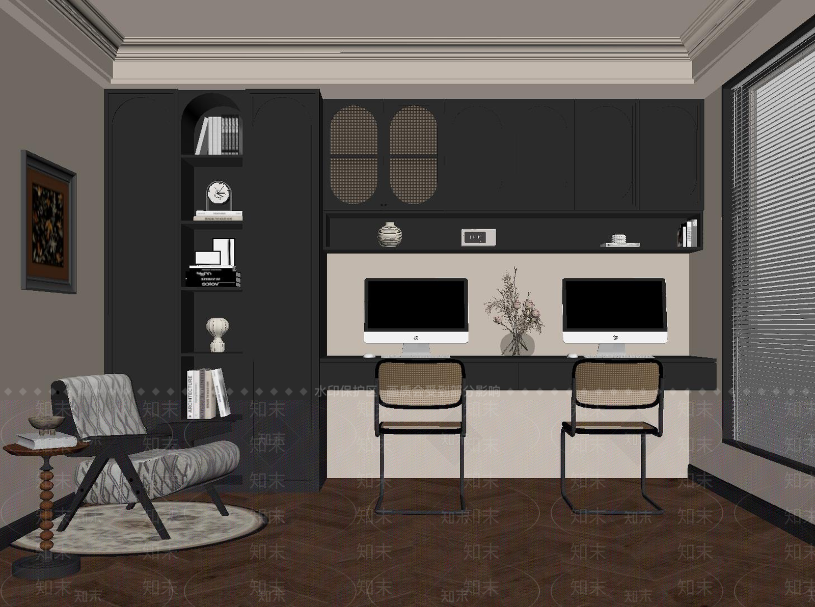 法式书房SU模型下载【ID:1190326147】