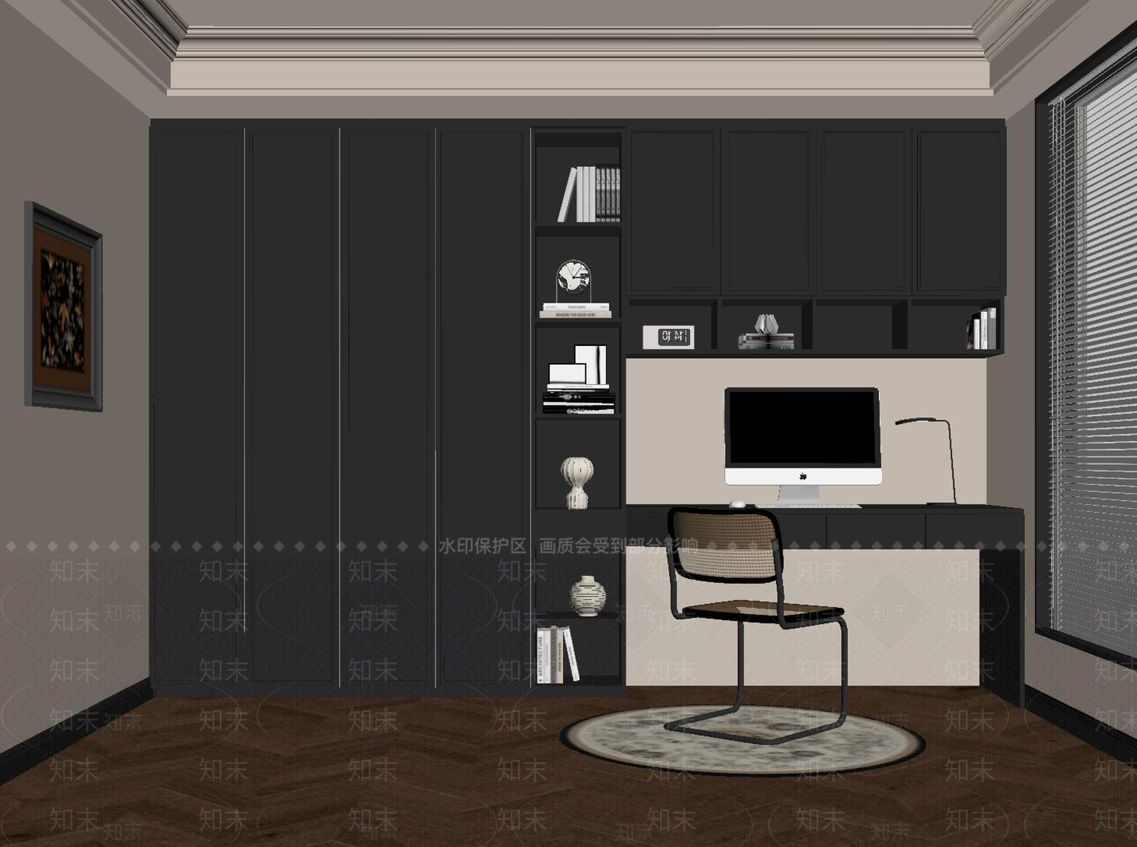 法式书房SU模型下载【ID:1190326227】