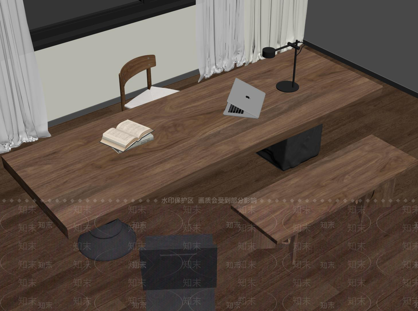 中古书桌椅SU模型下载【ID:1190331328】