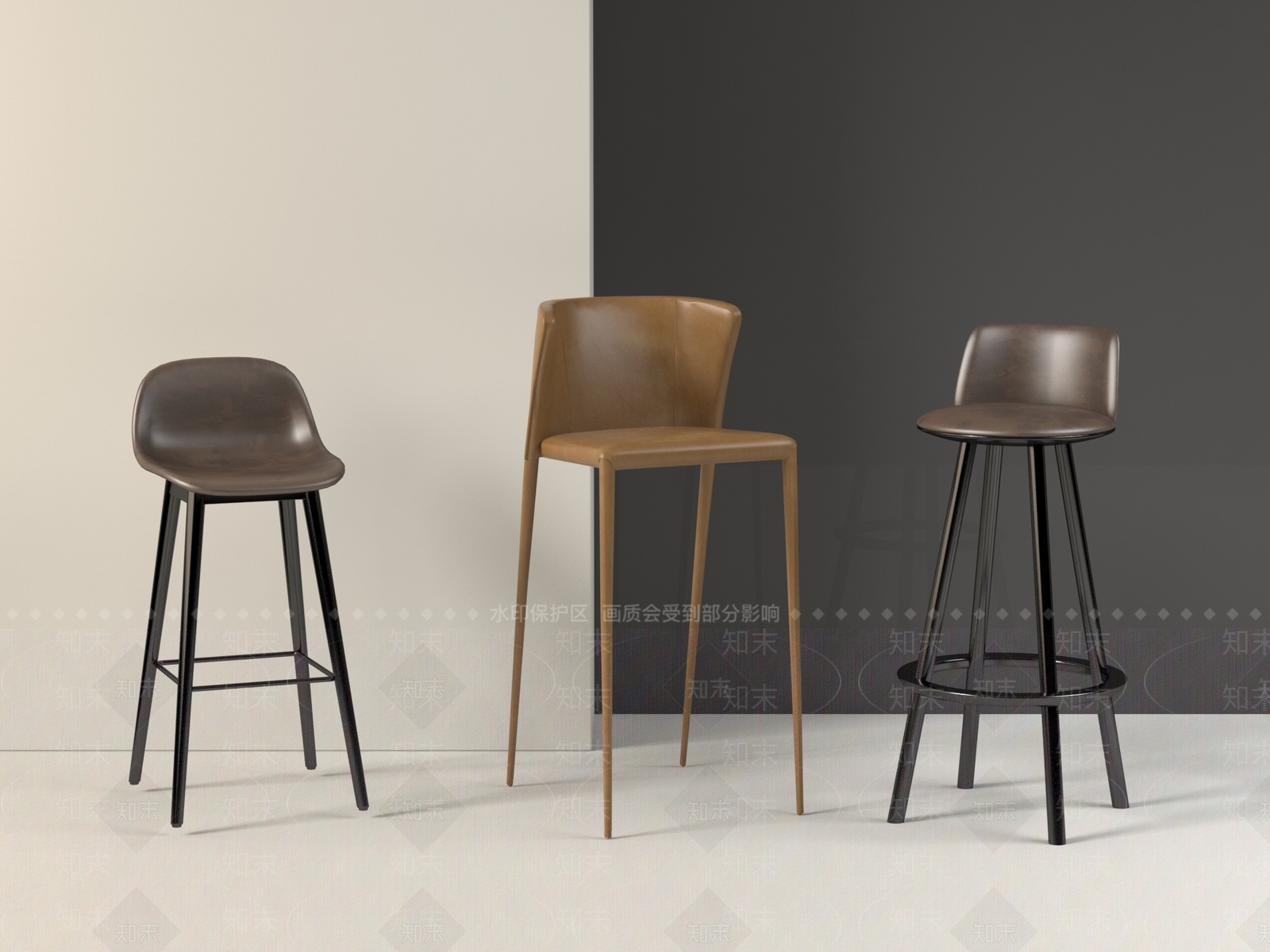 现代吧椅3D模型下载【ID:1190336138】