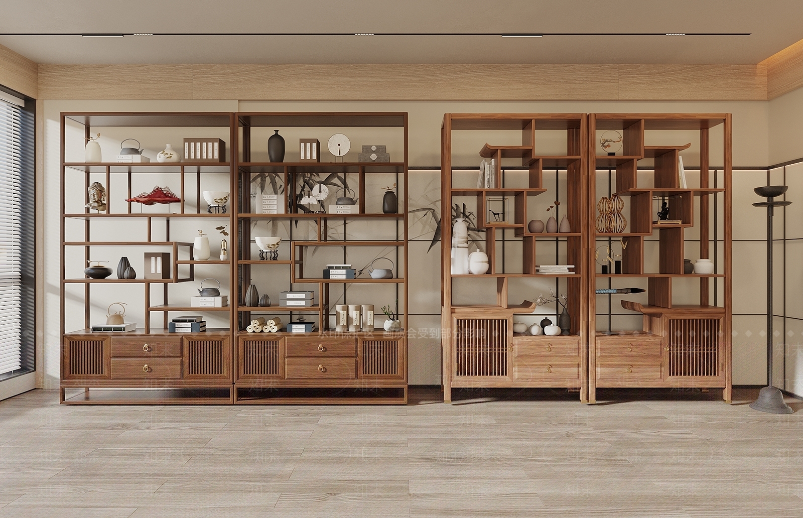 新中式中式博古架SU模型下载【ID:1190339320】