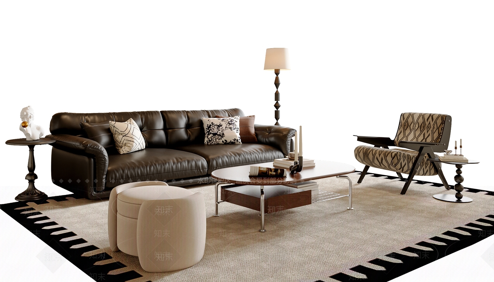 法式中古沙发组合SU模型下载【ID:1190342217】