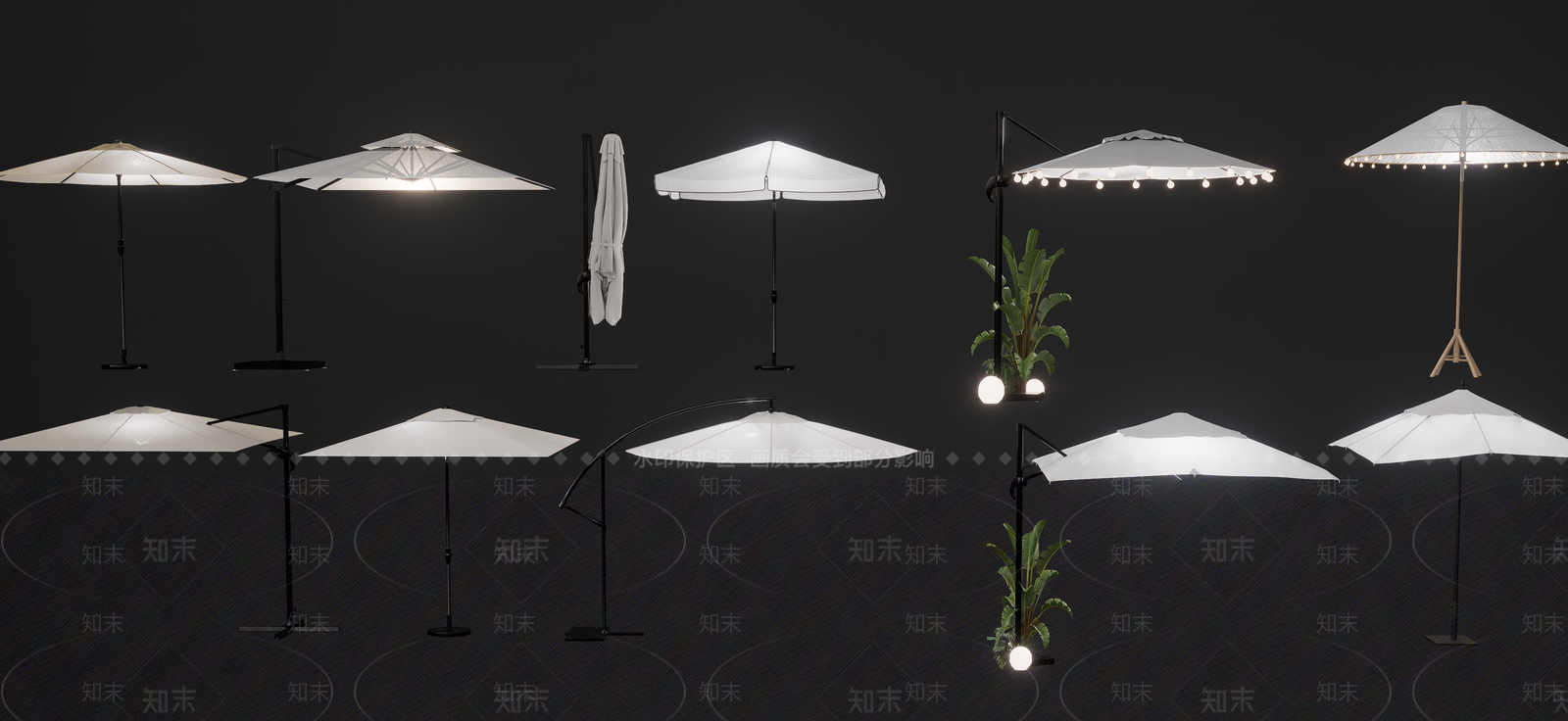 现代极简遮阳伞SU模型下载【ID:1190343663】