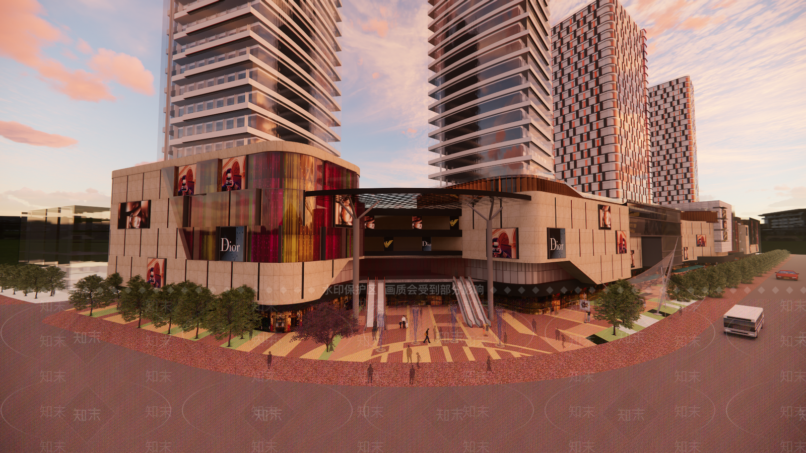 现代轻奢商场建筑SU模型下载【ID:1190349706】