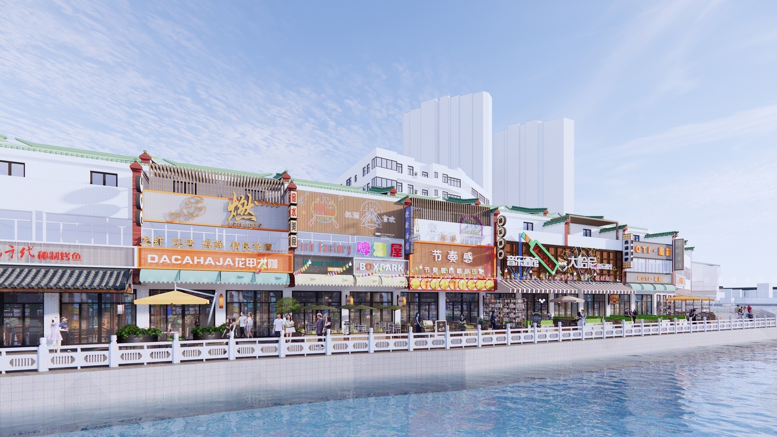 现代工业滨水景观SU模型下载【ID:1190359800】