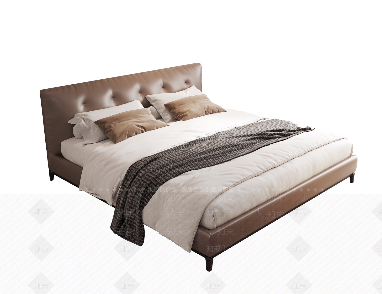 现代简约双人床3D模型下载【ID:1190359436】
