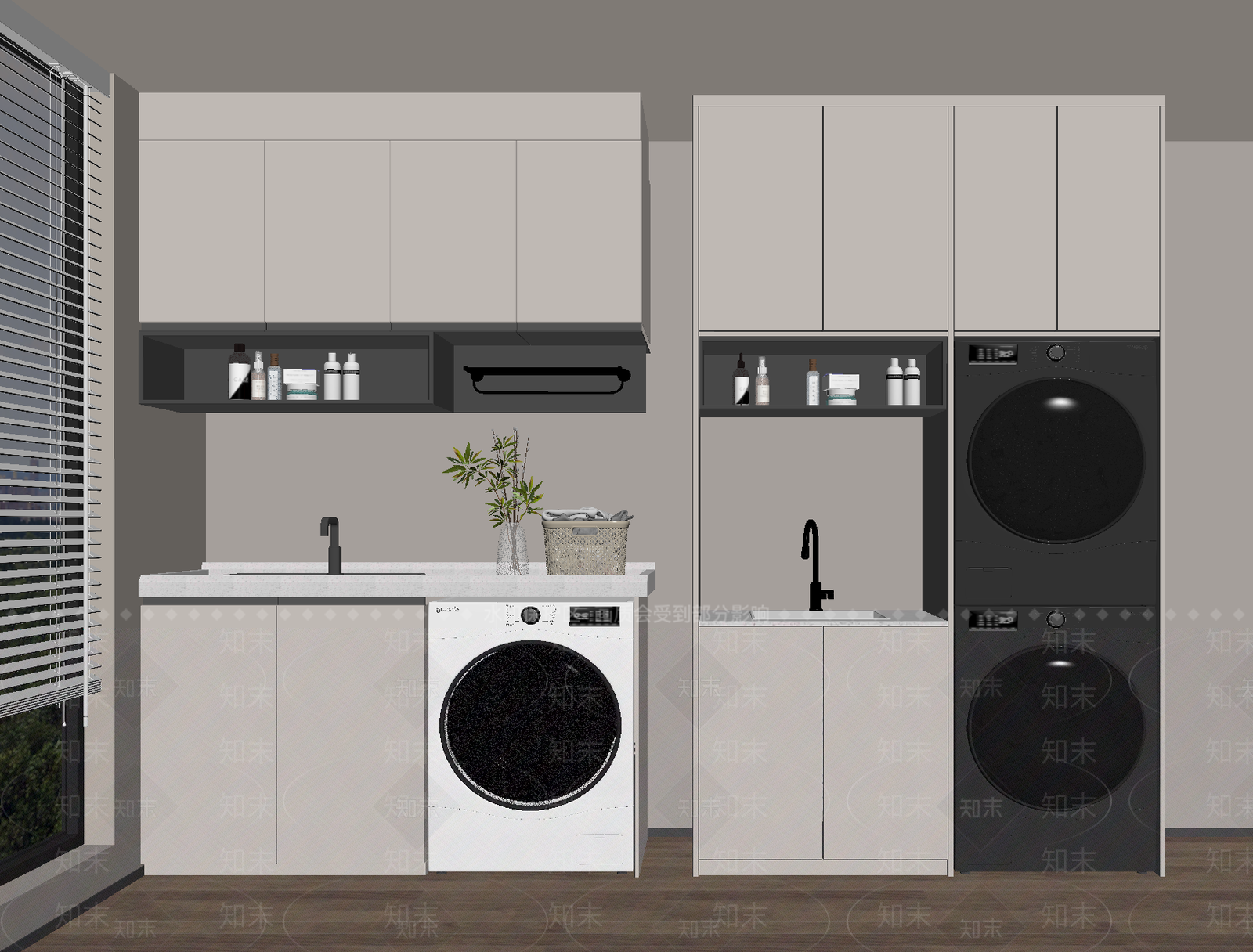 现代洗衣机柜SU模型下载【ID:1190363882】