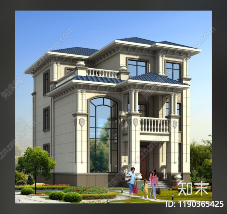 欧式别墅建筑施工图下载【ID:1190365425】