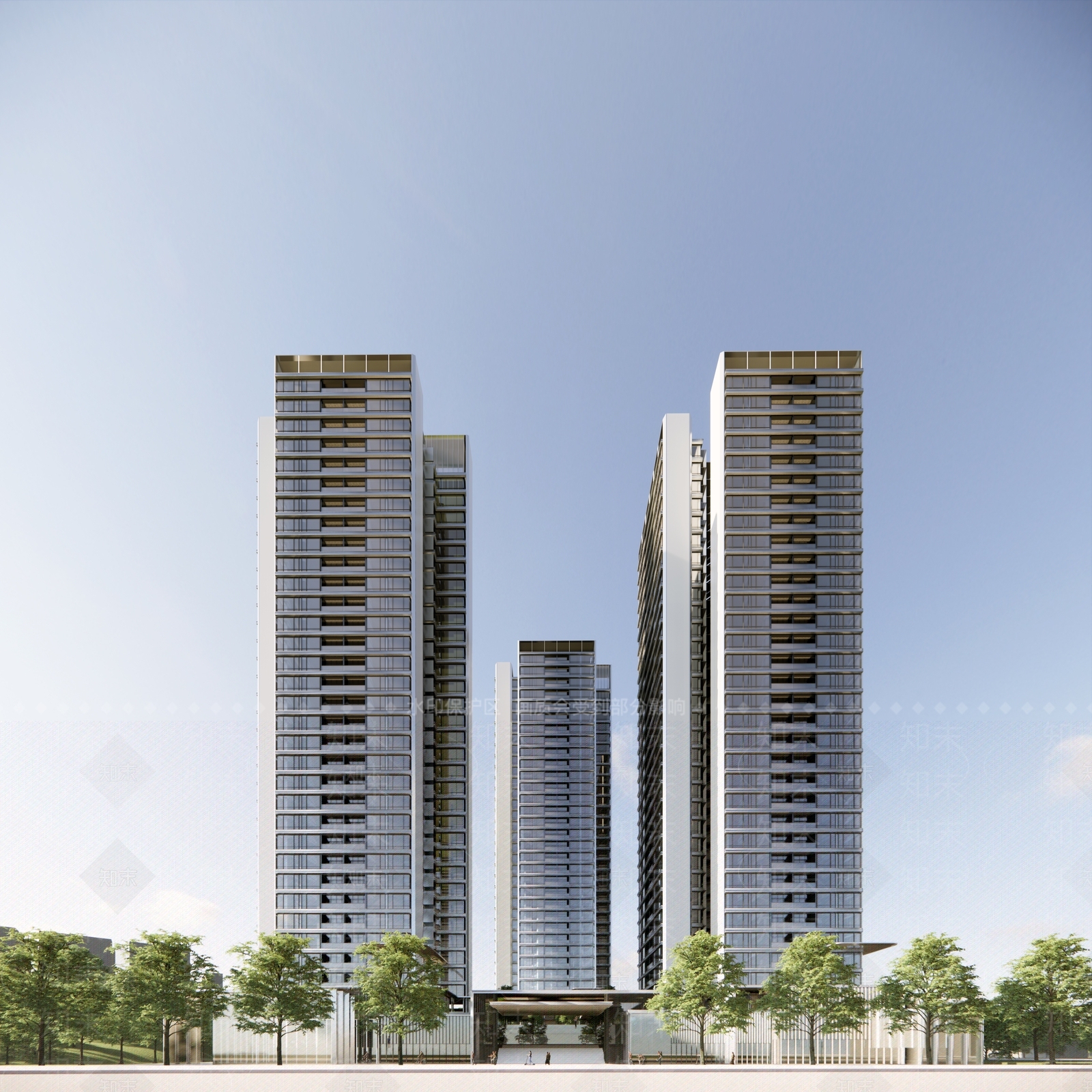 现代高层住宅SU模型下载【ID:1190366663】